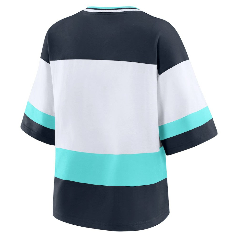NHL Black/White Seattle Kraken WEAR by Erin Andrews Women's Jersey Style Tee
