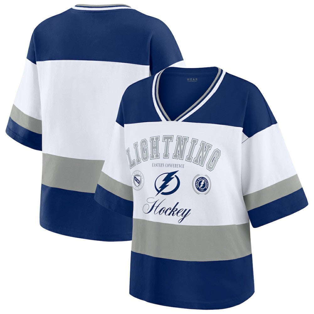 NHL Blue/White Tampa Bay Lightning WEAR by Erin Andrews Women's Jersey Style Tee