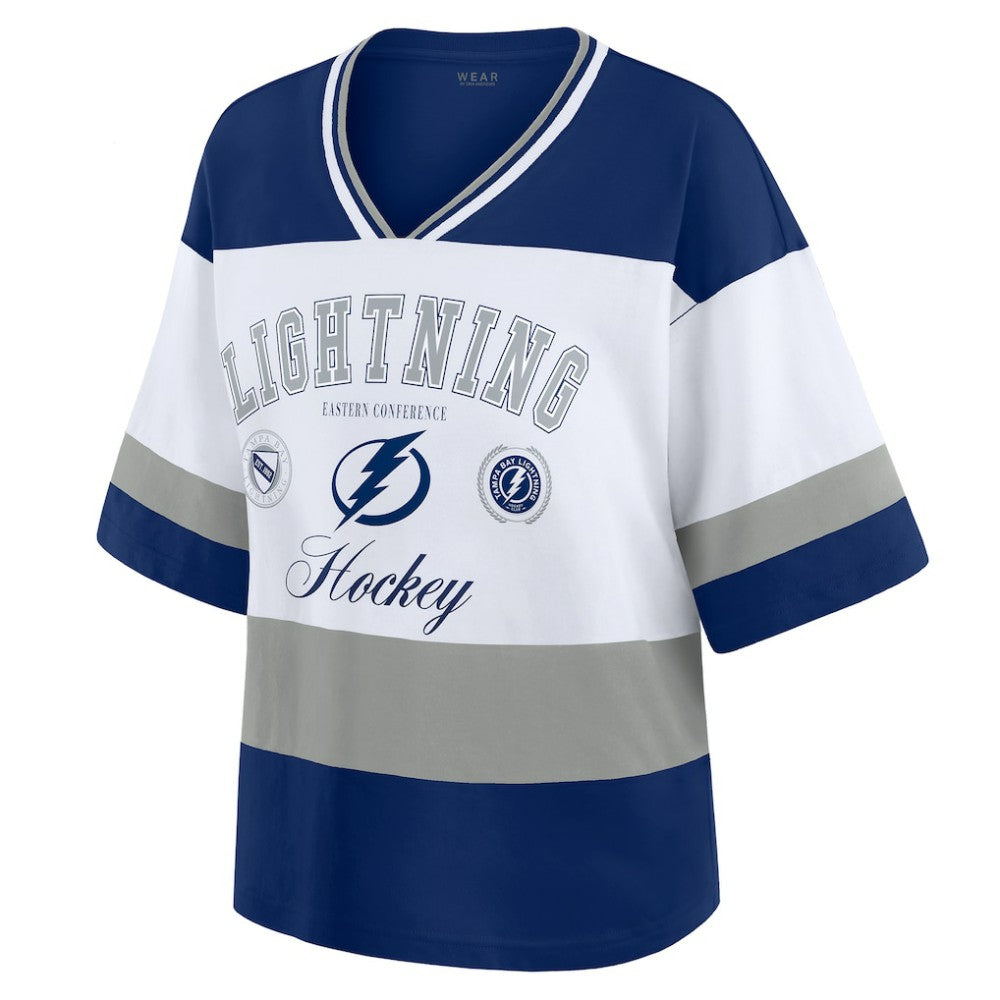 NHL Blue/White Tampa Bay Lightning WEAR by Erin Andrews Women's Jersey Style Tee