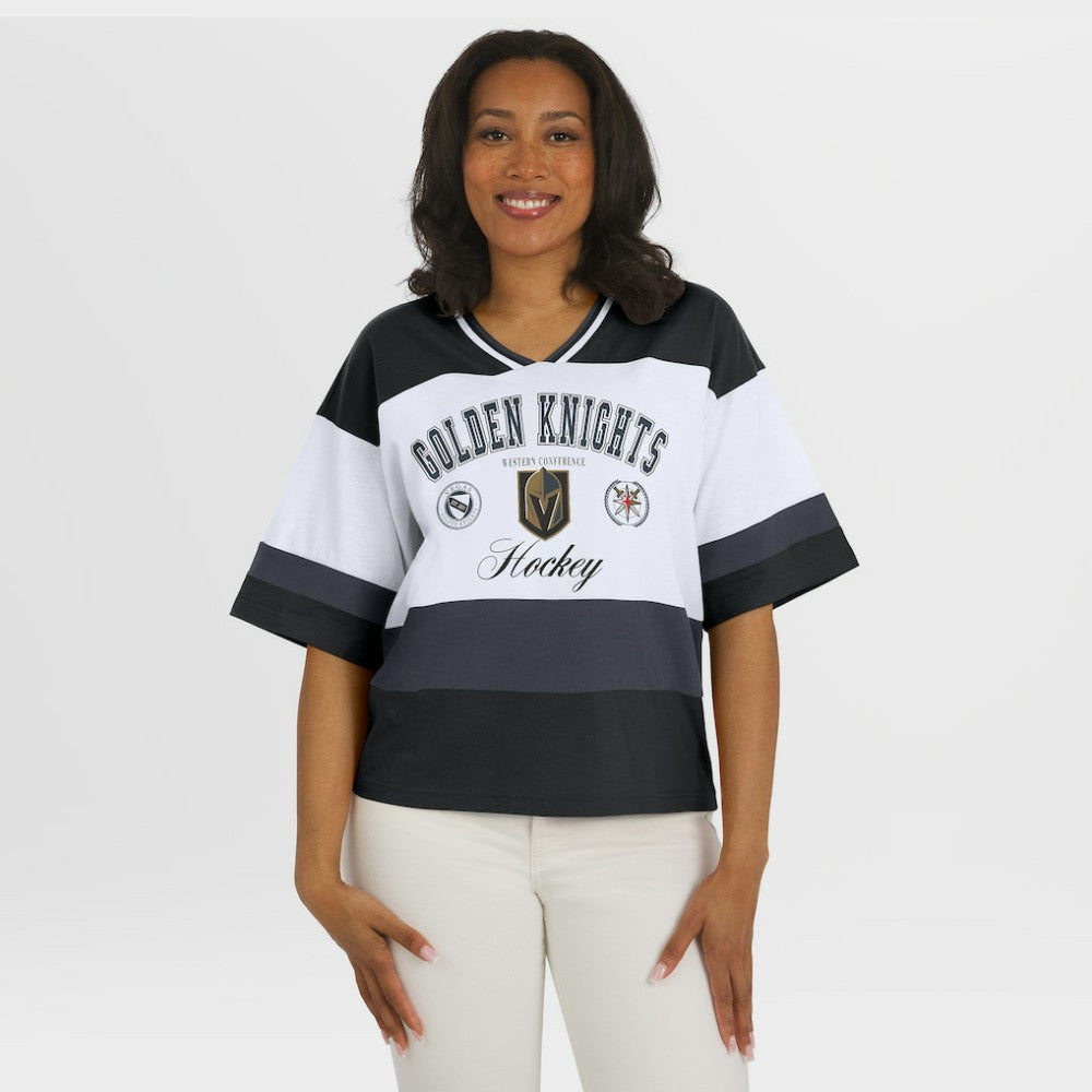 NHL Black/White Vegas Golden Knights WEAR by Erin Andrews Women's Jersey Style Tee