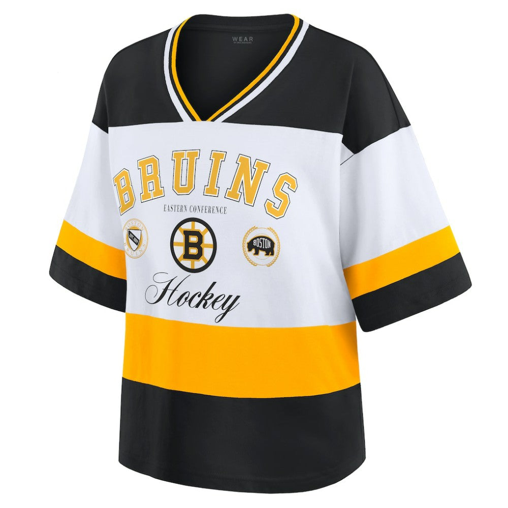 NHL Black/White Boston Bruins WEAR by Erin Andrews Women's Jersey Style Tee