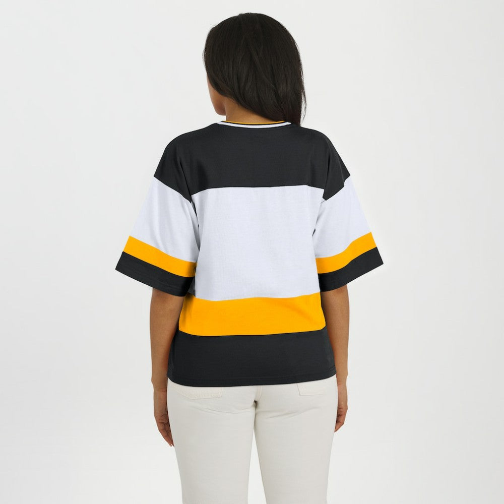 NHL Black/White Boston Bruins WEAR by Erin Andrews Women's Jersey Style Tee