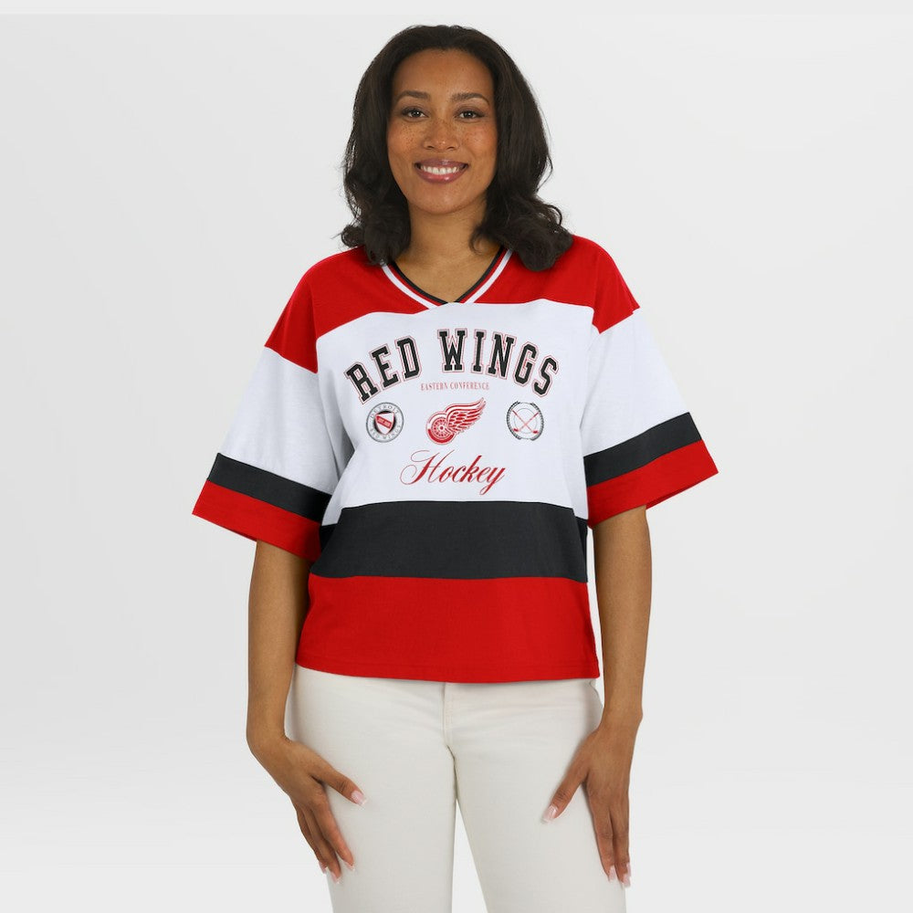 NHL Red/White Detroit Red Wings WEAR by Erin Andrews Women's Jersey Style Tee