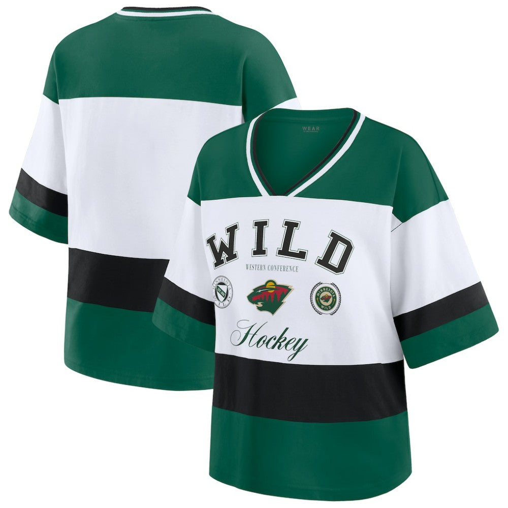 NHL Green/White Minnesota Wild WEAR by Erin Andrews Women's Jersey Style Tee