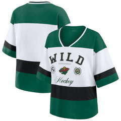 NHL Green/White Minnesota Wild WEAR by Erin Andrews Women's Jersey Style Tee
