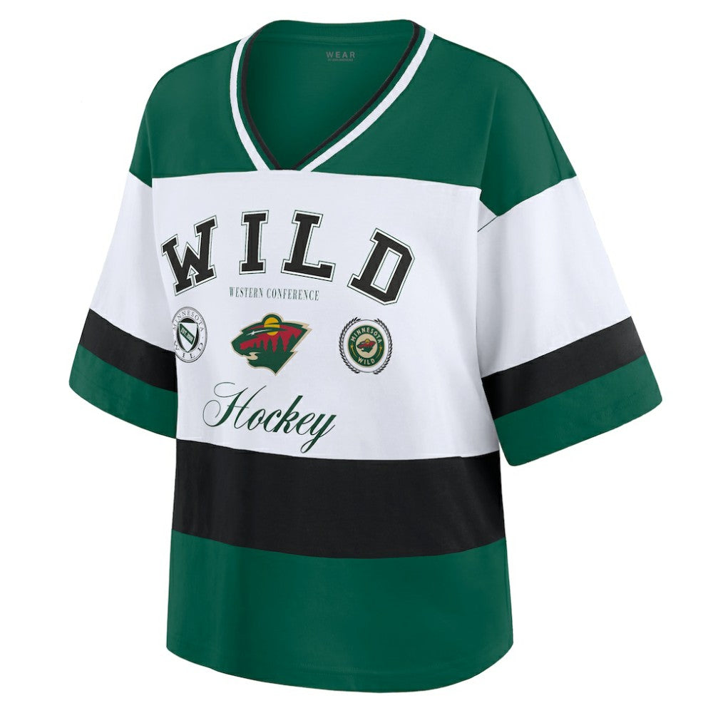 NHL Green/White Minnesota Wild WEAR by Erin Andrews Women's Jersey Style Tee