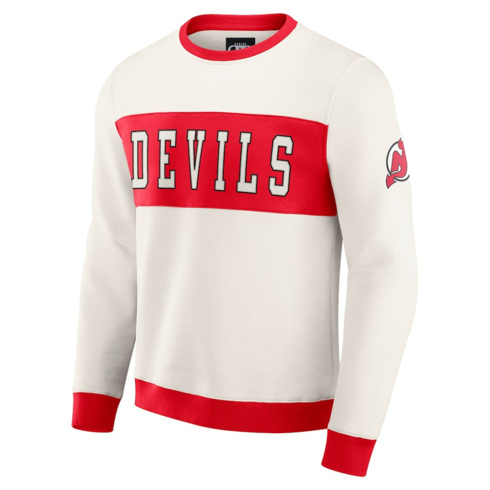 NHL Cream New Jersey Devils Darius Rucker Collection by Fanatics Colorblock Pullover Sweatshirt