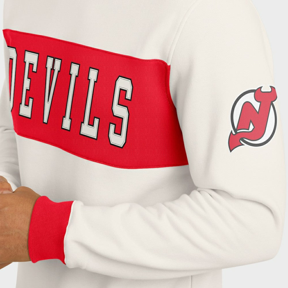 NHL Cream New Jersey Devils Darius Rucker Collection by Fanatics Colorblock Pullover Sweatshirt