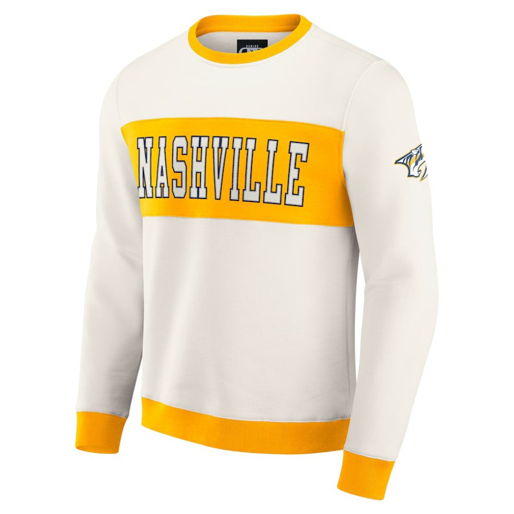NHL Cream Nashville Predators Darius Rucker Collection by Fanatics Colorblock Pullover Sweatshirt