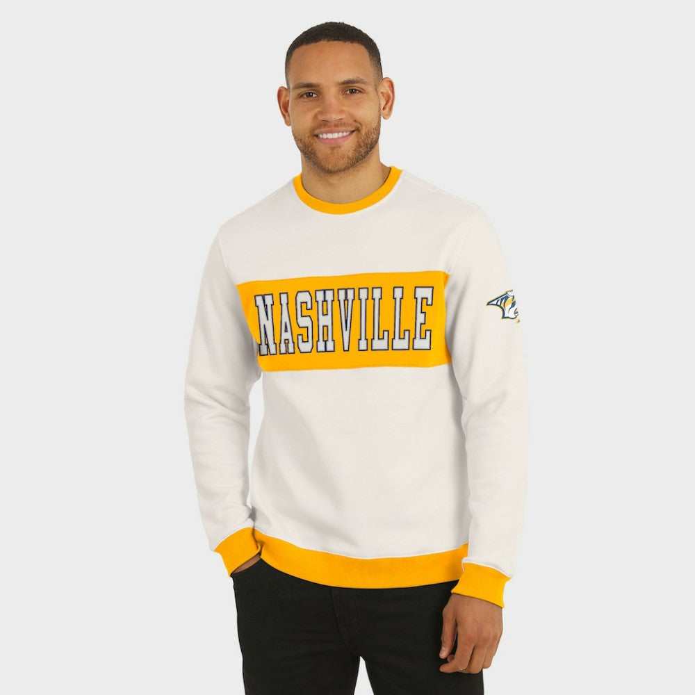 NHL Cream Nashville Predators Darius Rucker Collection by Fanatics Colorblock Pullover Sweatshirt