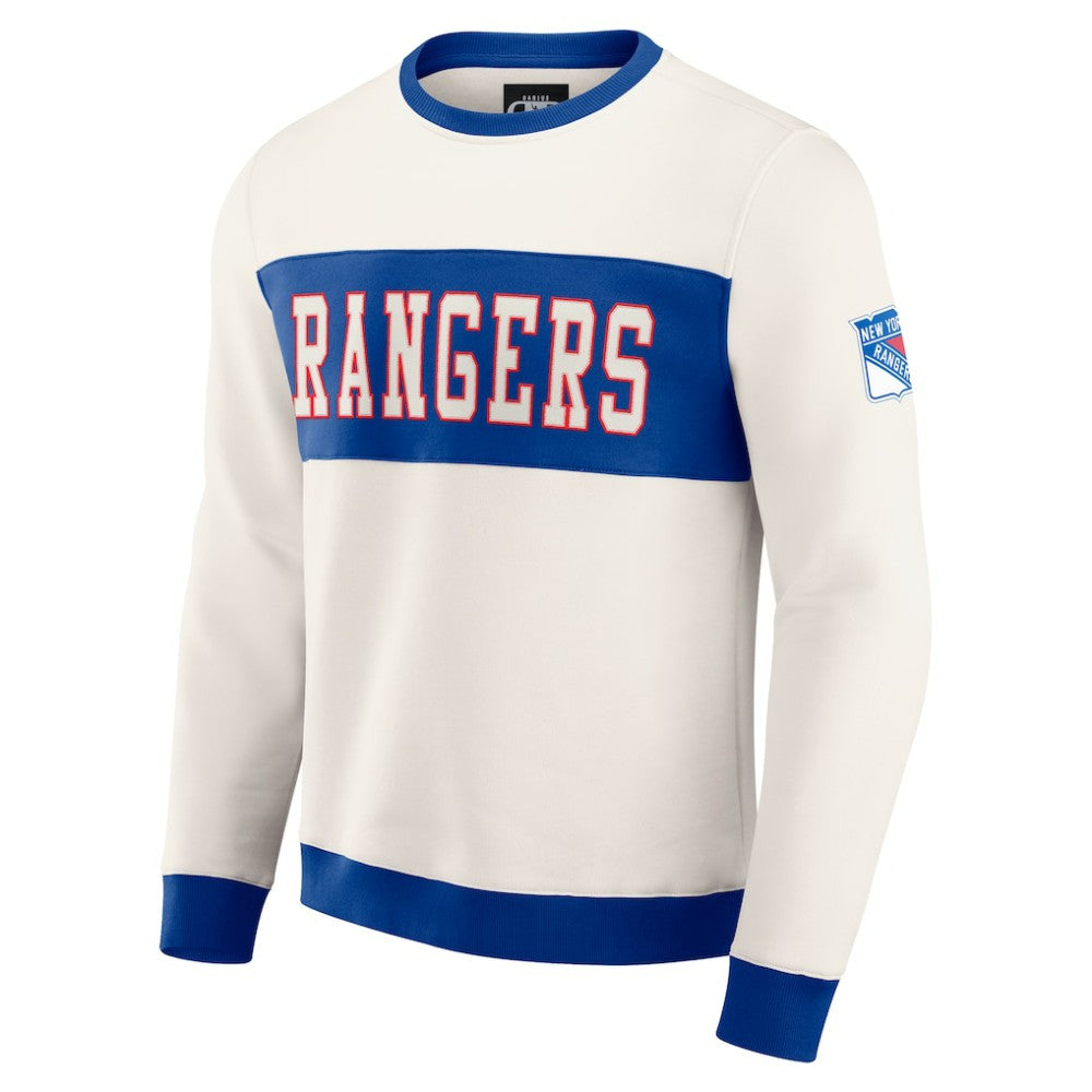 NHL Cream New York Rangers Darius Rucker Collection by Fanatics Colorblock Pullover Sweatshirt