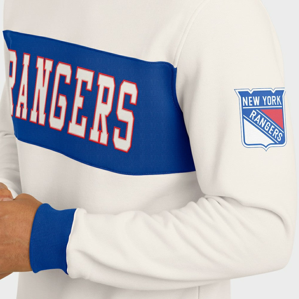 NHL Cream New York Rangers Darius Rucker Collection by Fanatics Colorblock Pullover Sweatshirt