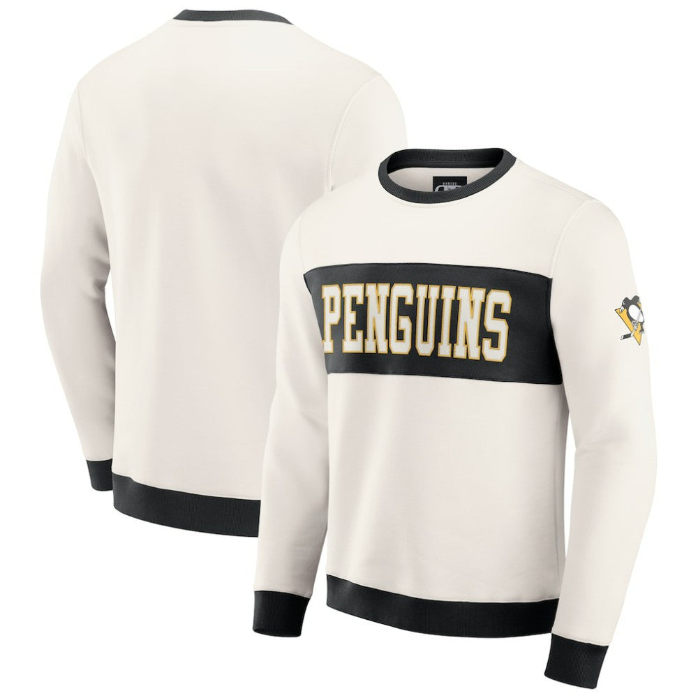 NHL Cream Pittsburgh Penguins Darius Rucker Collection by Fanatics Colorblock Pullover Sweatshirt