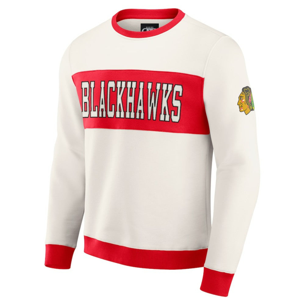 NHL Cream Chicago Blackhawks Darius Rucker Collection by Fanatics Colorblock Pullover Sweatshirt