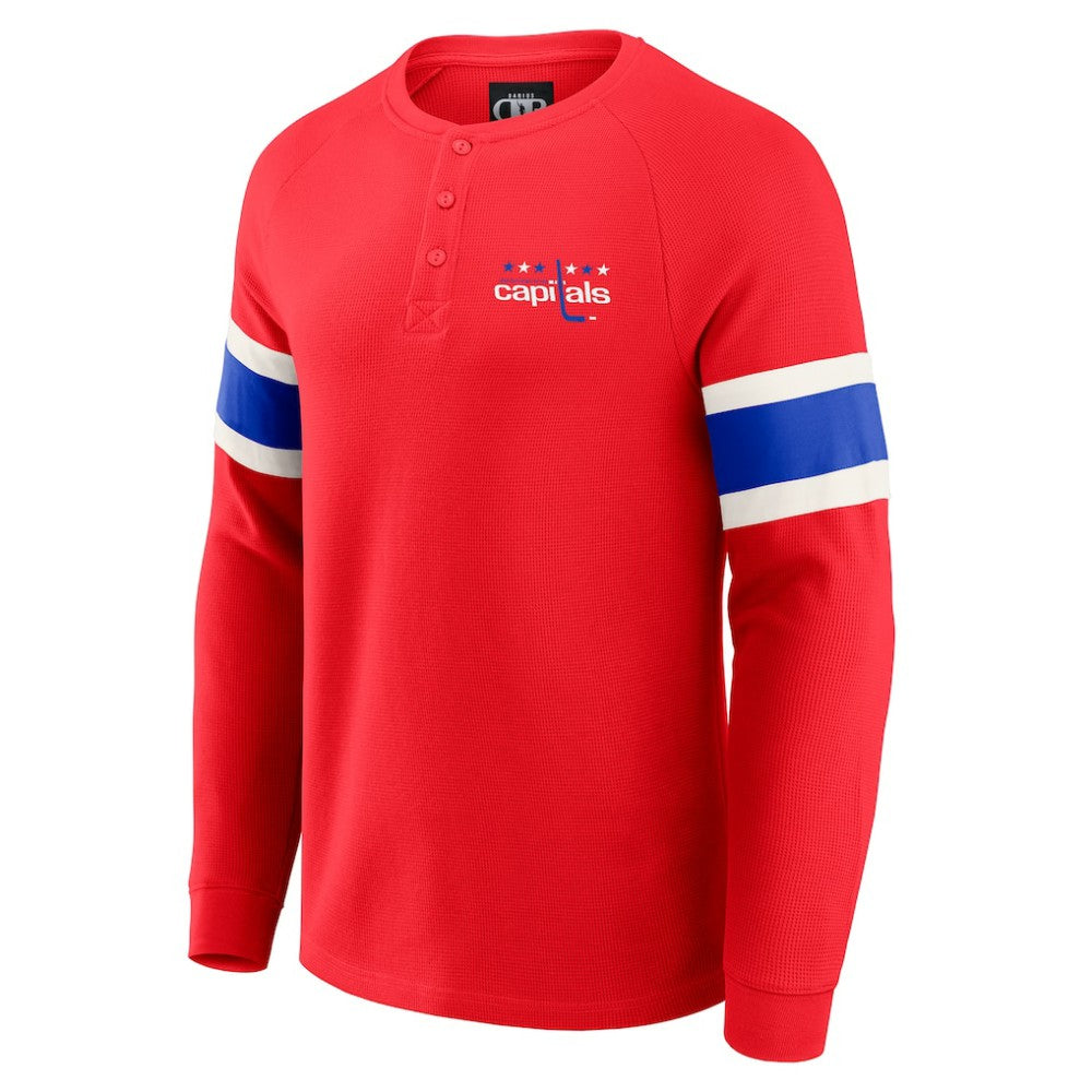 NHL Red Washington Capitals Darius Rucker Collection by Fanatics Waffle-Knit Raglan Long Sleeve Henley T-Shirt