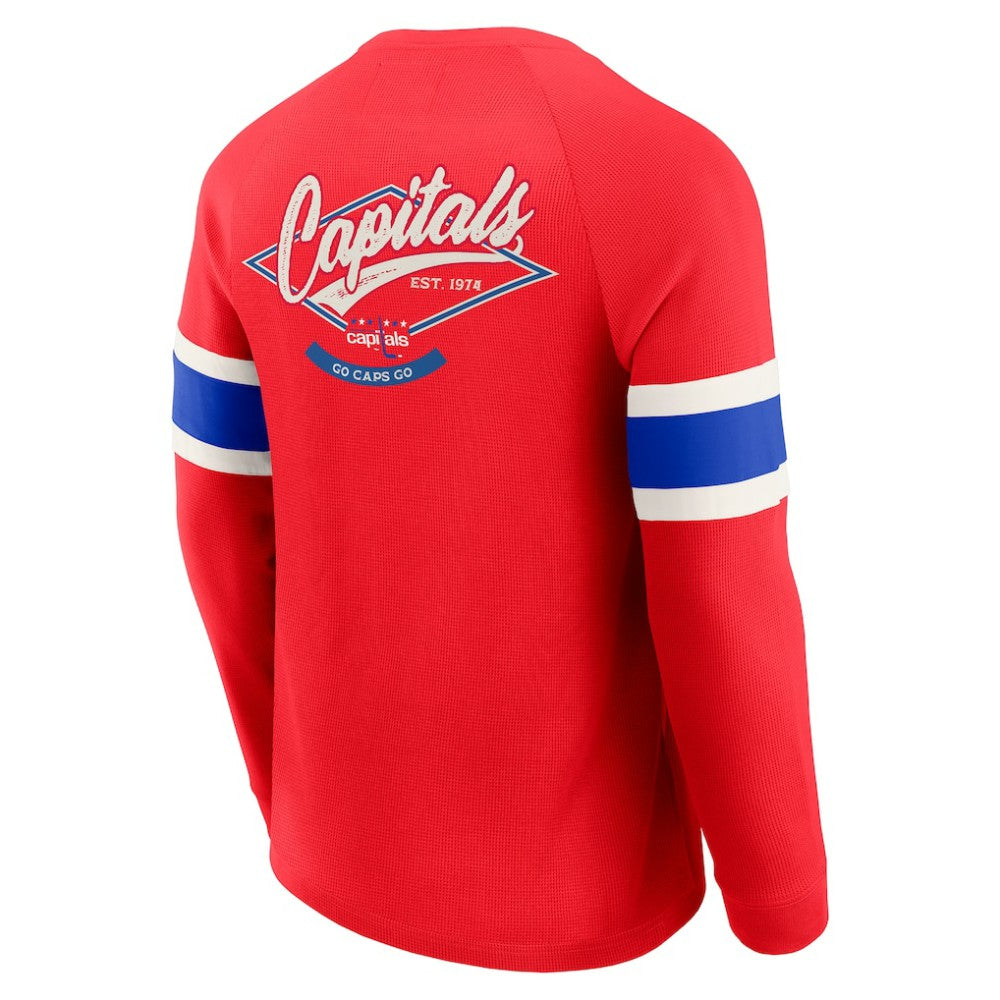 NHL Red Washington Capitals Darius Rucker Collection by Fanatics Waffle-Knit Raglan Long Sleeve Henley T-Shirt