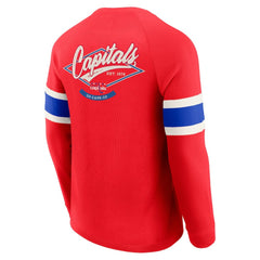 NHL Red Washington Capitals Darius Rucker Collection by Fanatics Waffle-Knit Raglan Long Sleeve Henley T-Shirt