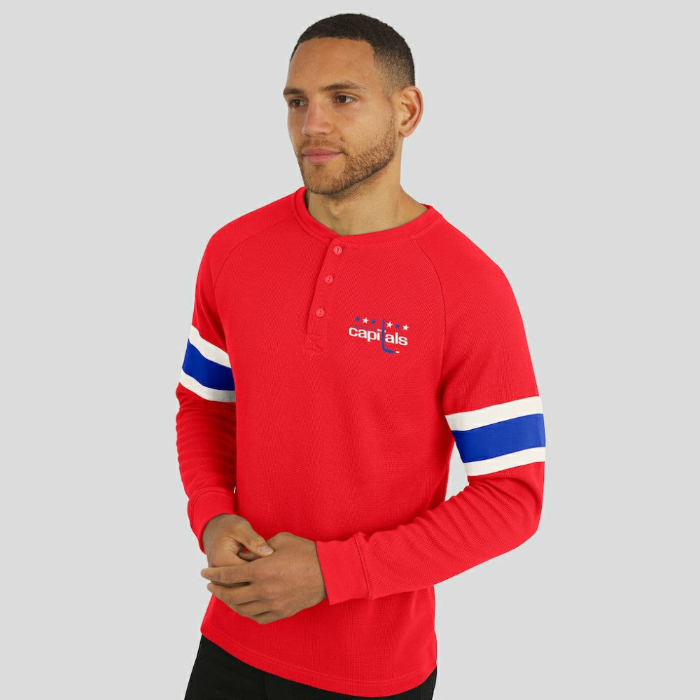 NHL Red Washington Capitals Darius Rucker Collection by Fanatics Waffle-Knit Raglan Long Sleeve Henley T-Shirt