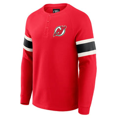 NHL Red New Jersey Devils Darius Rucker Collection by Fanatics Waffle-Knit Raglan Long Sleeve Henley T-Shirt