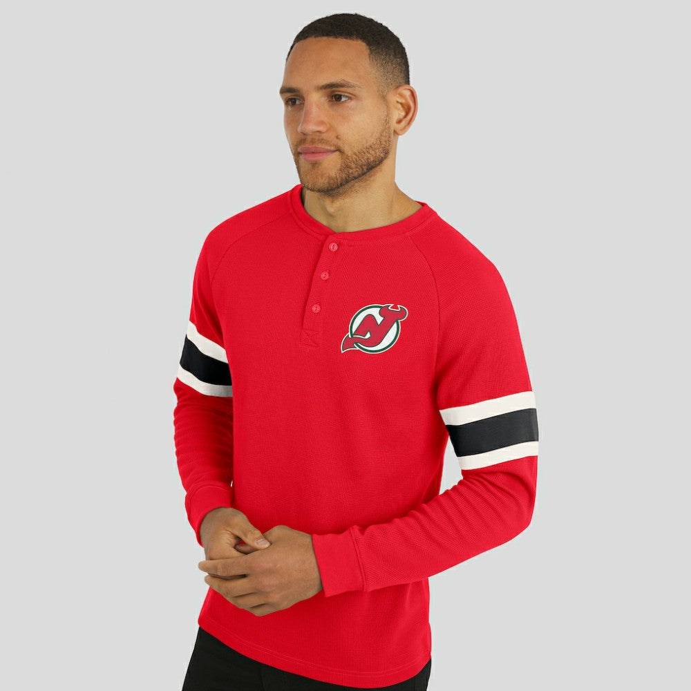 NHL Red New Jersey Devils Darius Rucker Collection by Fanatics Waffle-Knit Raglan Long Sleeve Henley T-Shirt