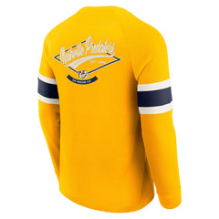 NHL Gold Nashville Predators Darius Rucker Collection by Fanatics Waffle-Knit Raglan Long Sleeve Henley T-Shirt