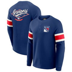 NHL Navy New York Rangers Darius Rucker Collection by Fanatics Waffle-Knit Raglan Long Sleeve Henley T-Shirt