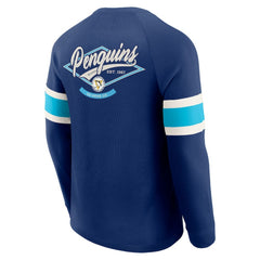NHL Navy Pittsburgh Penguins Darius Rucker Collection by Fanatics Waffle-Knit Raglan Long Sleeve Henley T-Shirt