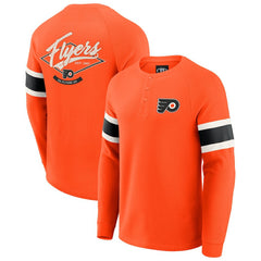 NHL Orange Philadelphia Flyers Darius Rucker Collection by Fanatics Waffle-Knit Raglan Long Sleeve Henley T-Shirt