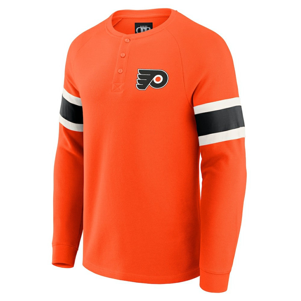 NHL Orange Philadelphia Flyers Darius Rucker Collection by Fanatics Waffle-Knit Raglan Long Sleeve Henley T-Shirt