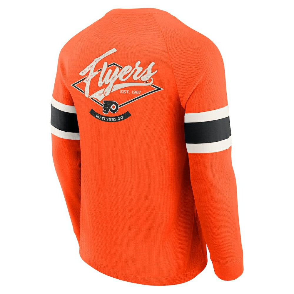NHL Orange Philadelphia Flyers Darius Rucker Collection by Fanatics Waffle-Knit Raglan Long Sleeve Henley T-Shirt