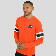 NHL Orange Philadelphia Flyers Darius Rucker Collection by Fanatics Waffle-Knit Raglan Long Sleeve Henley T-Shirt