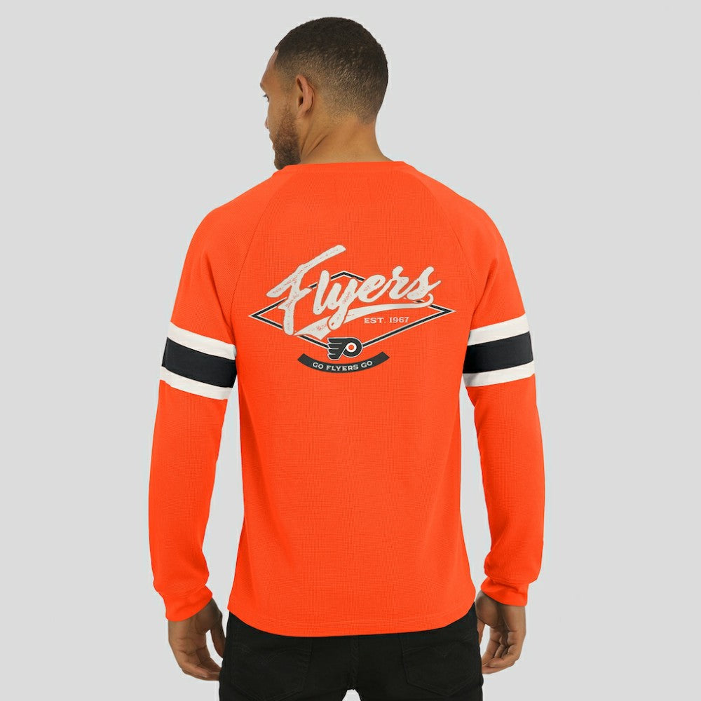 NHL Orange Philadelphia Flyers Darius Rucker Collection by Fanatics Waffle-Knit Raglan Long Sleeve Henley T-Shirt