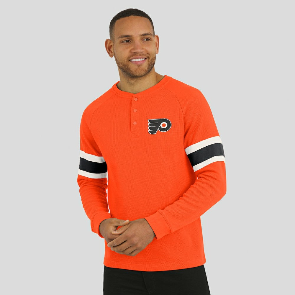 NHL Orange Philadelphia Flyers Darius Rucker Collection by Fanatics Waffle-Knit Raglan Long Sleeve Henley T-Shirt