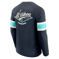 NHL Deep Sea Blue Seattle Kraken Darius Rucker Collection by Fanatics Waffle-Knit Raglan Long Sleeve Henley T-Shirt