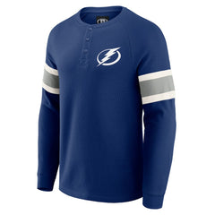 NHL Navy Tampa Bay Lightning Darius Rucker Collection by Fanatics Waffle-Knit Raglan Long Sleeve Henley T-Shirt
