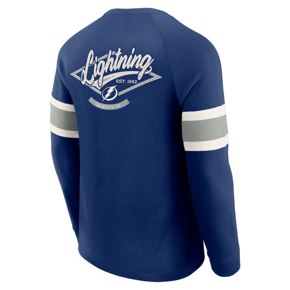 NHL Navy Tampa Bay Lightning Darius Rucker Collection by Fanatics Waffle-Knit Raglan Long Sleeve Henley T-Shirt