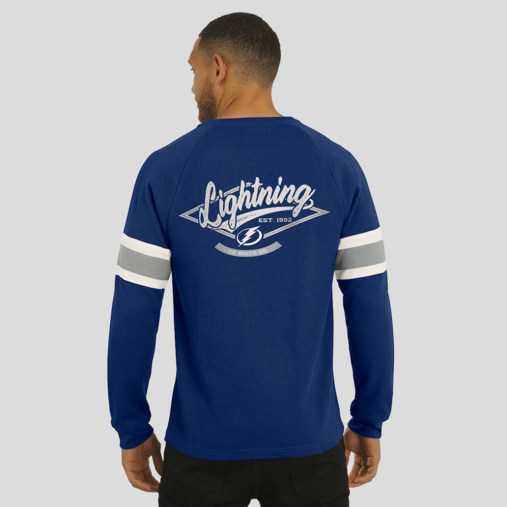 NHL Navy Tampa Bay Lightning Darius Rucker Collection by Fanatics Waffle-Knit Raglan Long Sleeve Henley T-Shirt