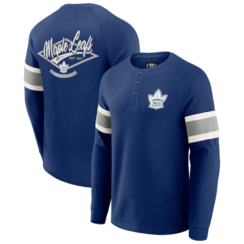 NHL Navy Toronto Maple Leafs Darius Rucker Collection by Fanatics Waffle-Knit Raglan Long Sleeve Henley T-Shirt