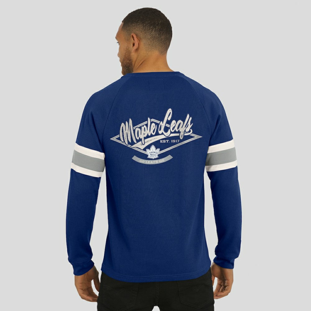 NHL Navy Toronto Maple Leafs Darius Rucker Collection by Fanatics Waffle-Knit Raglan Long Sleeve Henley T-Shirt