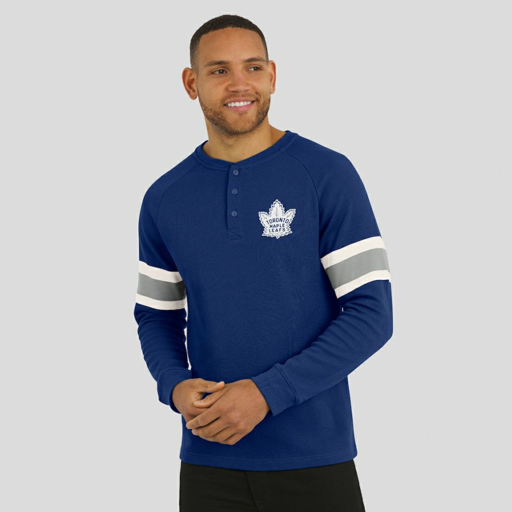 NHL Navy Toronto Maple Leafs Darius Rucker Collection by Fanatics Waffle-Knit Raglan Long Sleeve Henley T-Shirt
