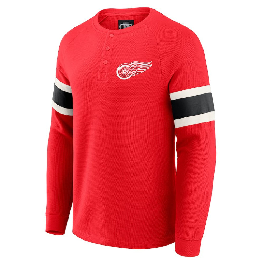NHL Red Detroit Red Wings Darius Rucker Collection by Fanatics Waffle-Knit Raglan Long Sleeve Henley T-Shirt