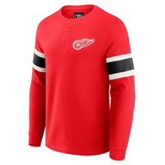 NHL Red Detroit Red Wings Darius Rucker Collection by Fanatics Waffle-Knit Raglan Long Sleeve Henley T-Shirt