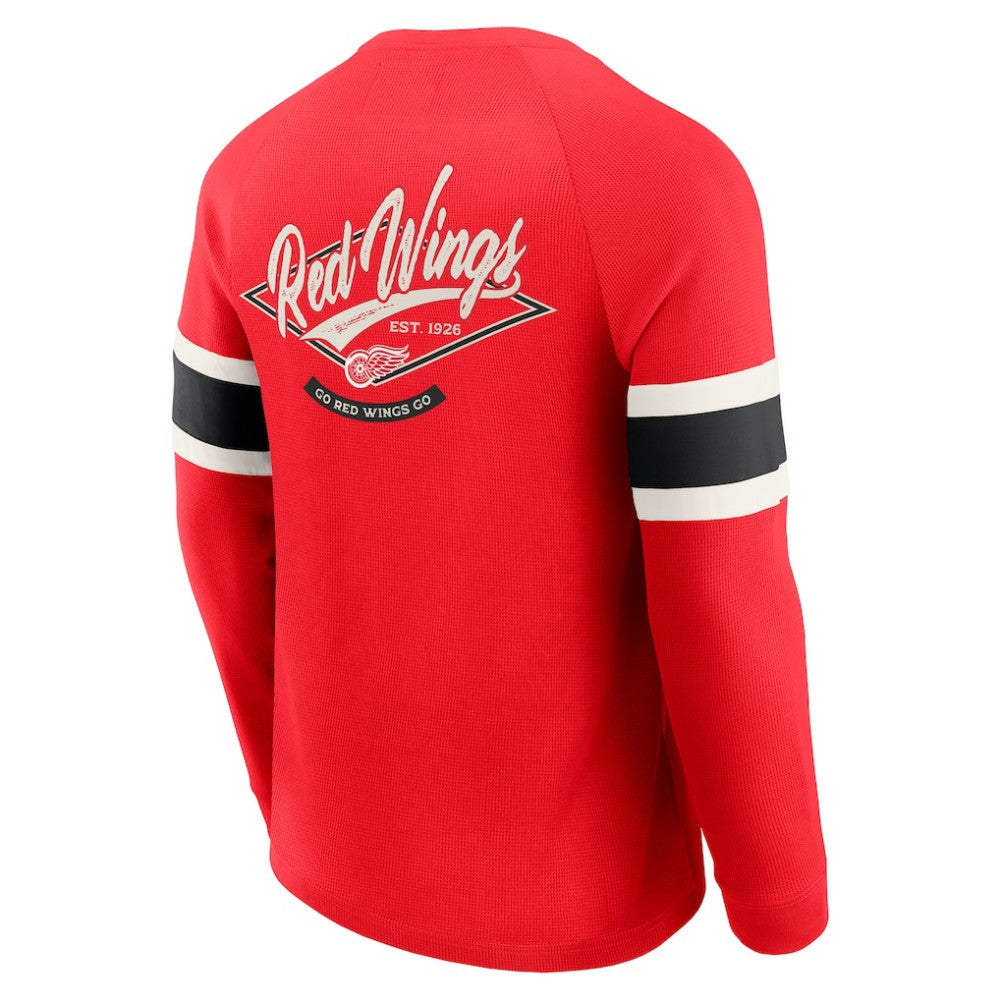 NHL Red Detroit Red Wings Darius Rucker Collection by Fanatics Waffle-Knit Raglan Long Sleeve Henley T-Shirt