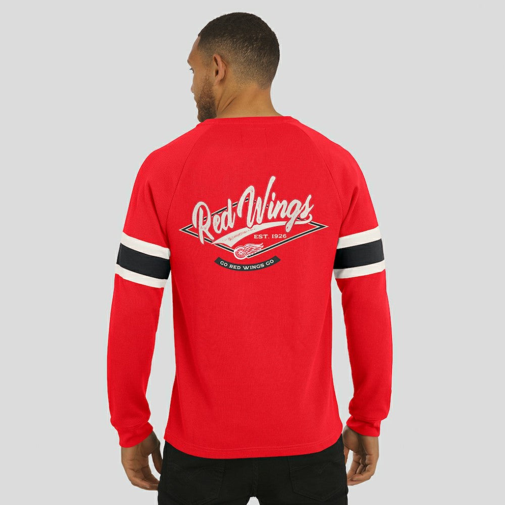 NHL Red Detroit Red Wings Darius Rucker Collection by Fanatics Waffle-Knit Raglan Long Sleeve Henley T-Shirt