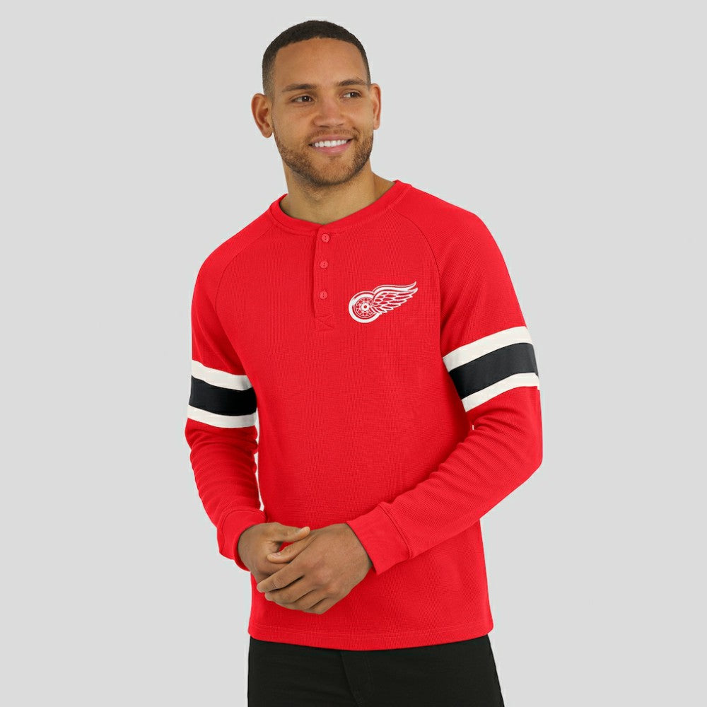 NHL Red Detroit Red Wings Darius Rucker Collection by Fanatics Waffle-Knit Raglan Long Sleeve Henley T-Shirt