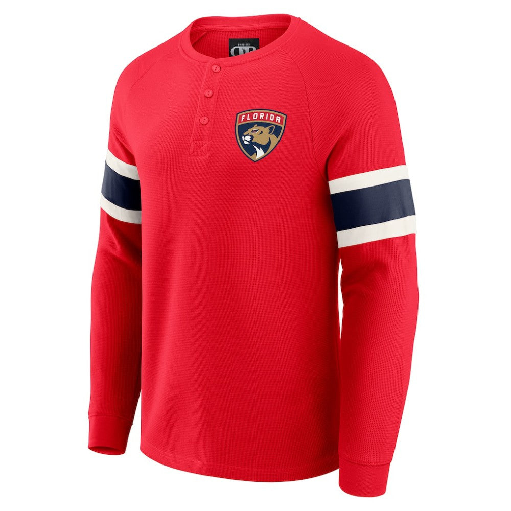 NHL Red Florida Panthers Darius Rucker Collection by Fanatics Waffle-Knit Raglan Long Sleeve Henley T-Shirt