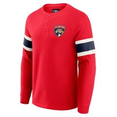 NHL Red Florida Panthers Darius Rucker Collection by Fanatics Waffle-Knit Raglan Long Sleeve Henley T-Shirt