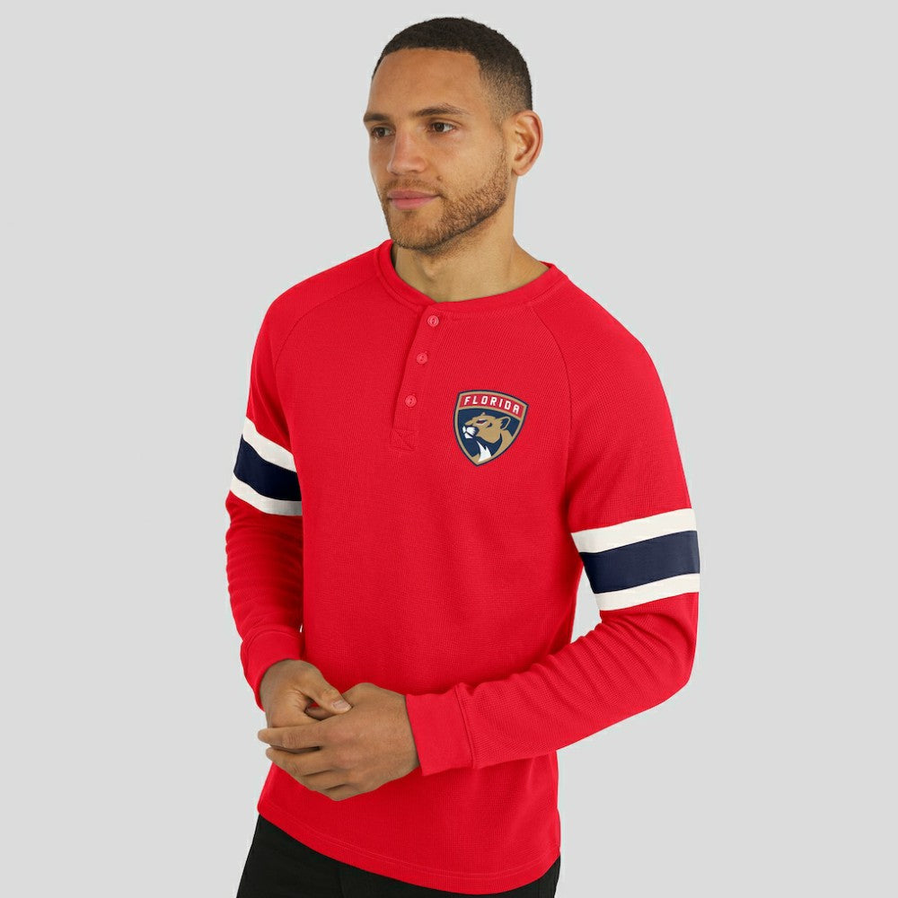NHL Red Florida Panthers Darius Rucker Collection by Fanatics Waffle-Knit Raglan Long Sleeve Henley T-Shirt