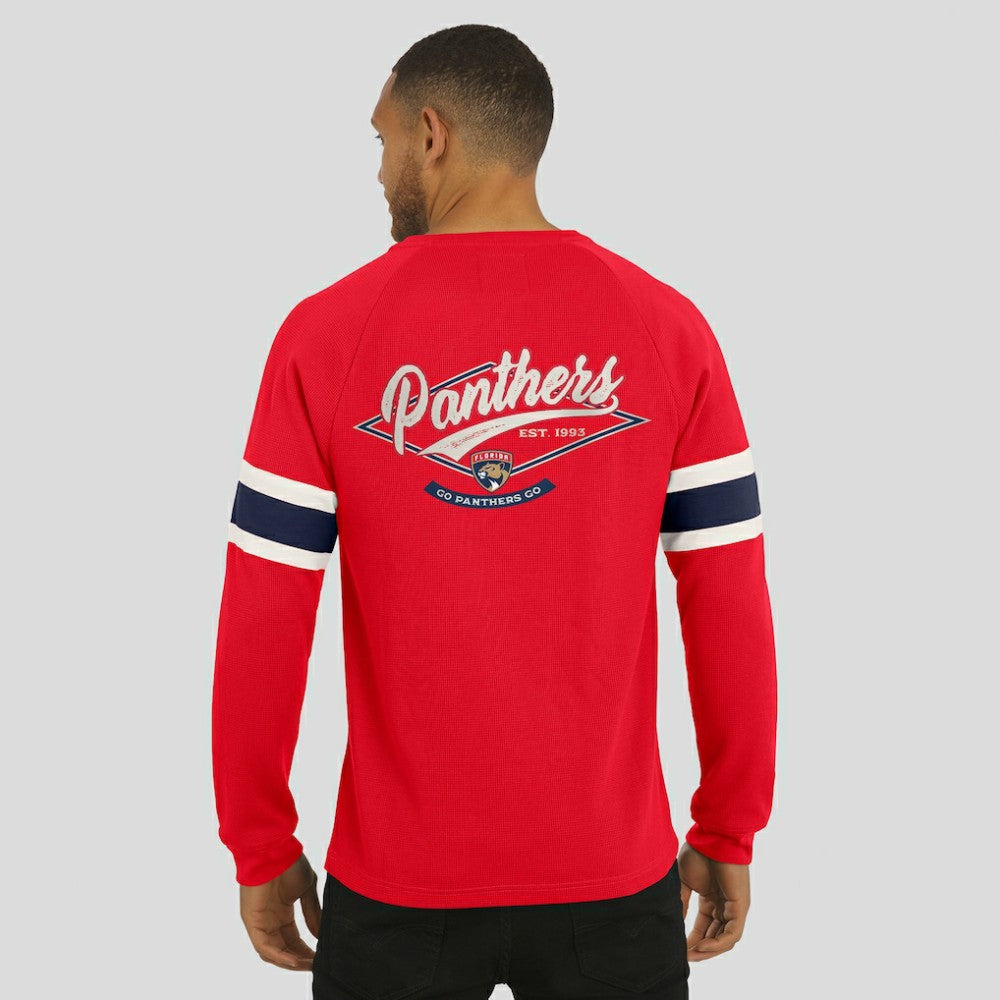 NHL Red Florida Panthers Darius Rucker Collection by Fanatics Waffle-Knit Raglan Long Sleeve Henley T-Shirt