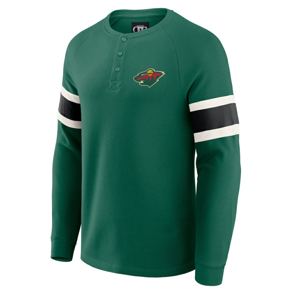 NHL Green Minnesota Wild Darius Rucker Collection by Fanatics Waffle-Knit Raglan Long Sleeve Henley T-Shirt